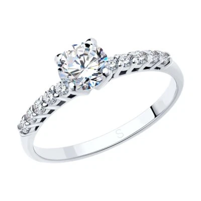 Ring Fingerring Damenring Silberring mit Zirkonia Steinen Echtschmuck - Bild 1 von 2