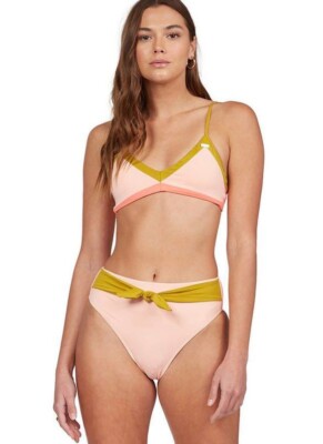 NWT VICTORIA'S SECRET ROXY BIKINI TRIANGLE TOP XL $45 HIGH WAISTED BOTTOM M $50