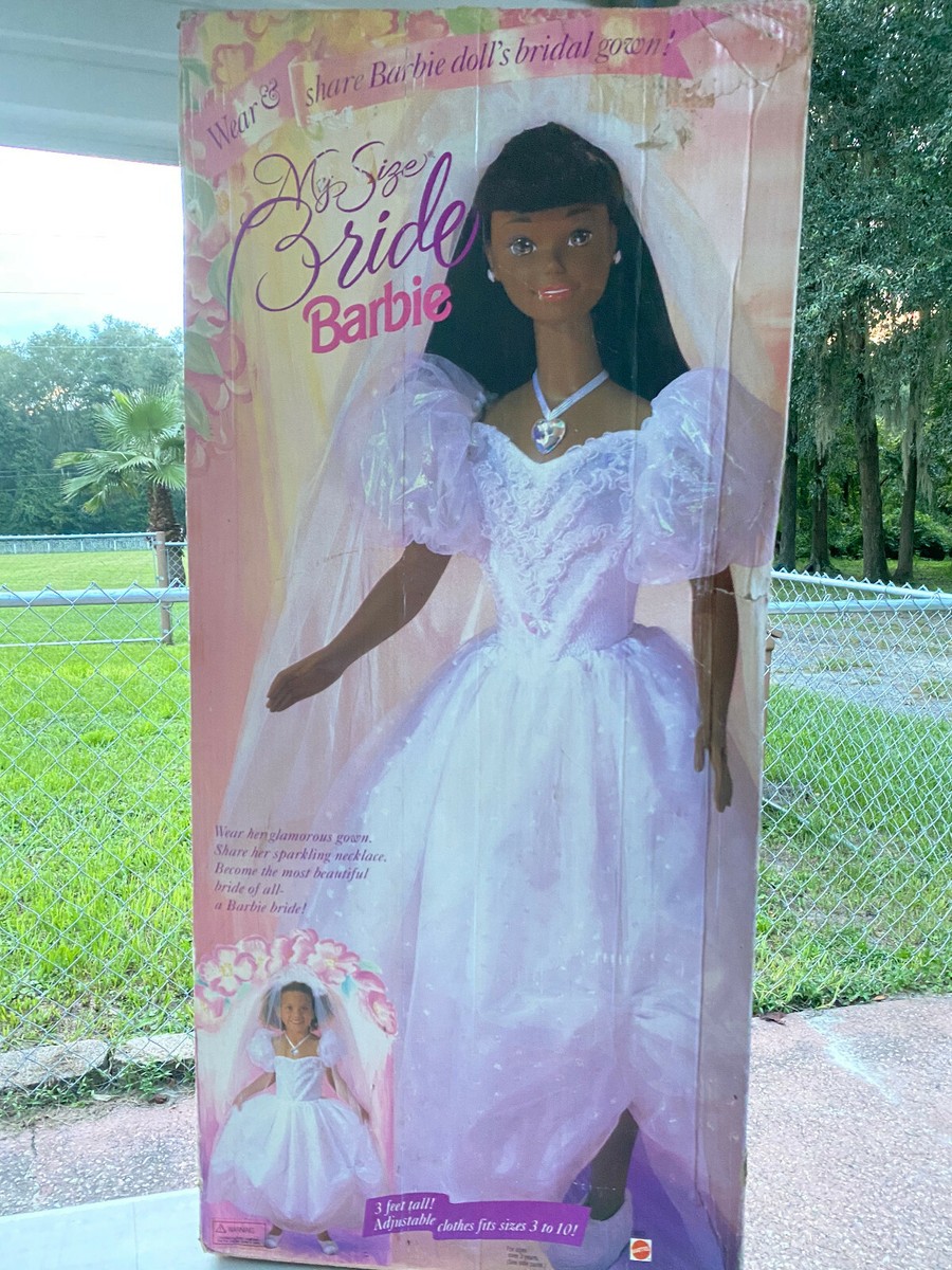 Vintage My Size 3' tall Wedding Barbie Bride African American