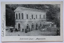 Cartolina Acquasanta stabilimento Bagni Ascoli Piceno Marche paesaggistica T1