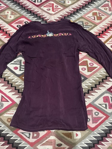 New Johnny Was Tunic Top Small Button-Up Embroidered Floral Cupra Rayon V Neck - Picture 8 of 9