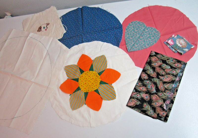 Vintage Unfinished ROUND THROW PILLOW PROJECTS Cotton Fabric-Quilt Block