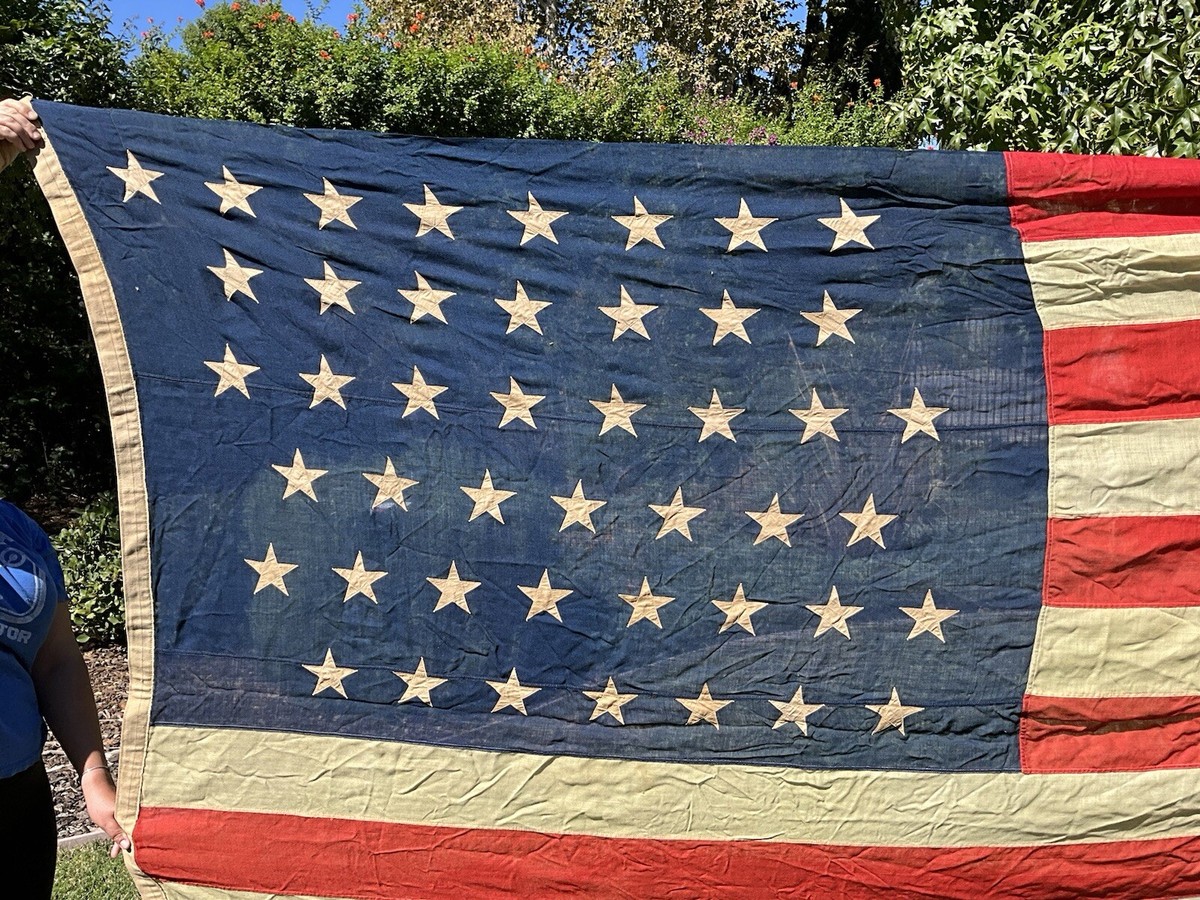 貴重！特大BIG アメリカヴィンテージ星条旗フラッグ　USA製アンティーク西海岸 貴重！特大BIG アメリカヴィンテージ星条旗フラッグ USA製