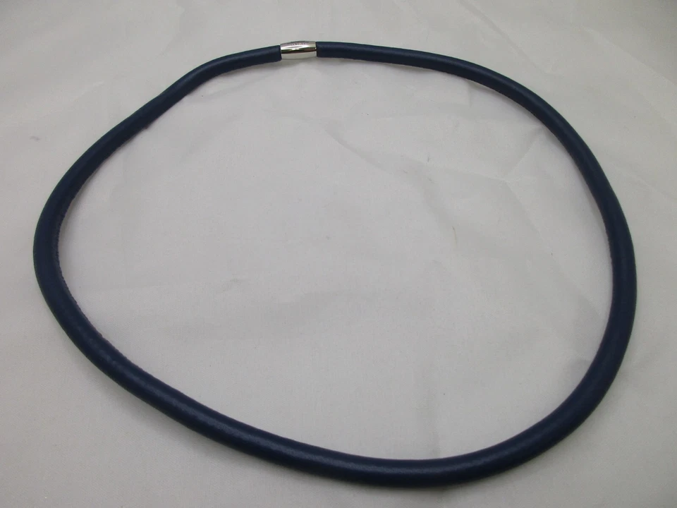 Pulsera de cuero sin fin triple envoltura 8" azul cierre magnético collar de 24" Foto 4 de 4