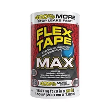 Flex Tape, MAX, 8 in x 25 ft, White, Original Thick Flexible Rubberized Waterpro