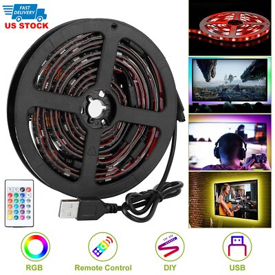 5V TV Back Light Strip USB LED Strip 5050 RGB Color Changing with 24Key Remote