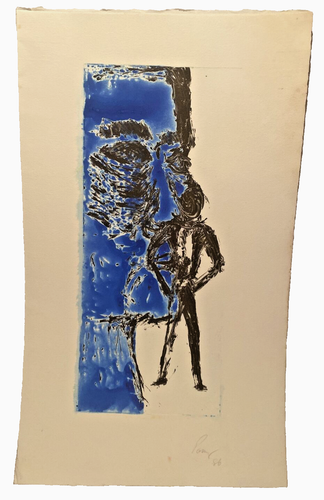 STEVE POMEROY 1986 ABSTRACT MODERNIST FIGURE WITH PORTRAIT STUDY COLORED ETCHING - Afbeelding 2 van 14