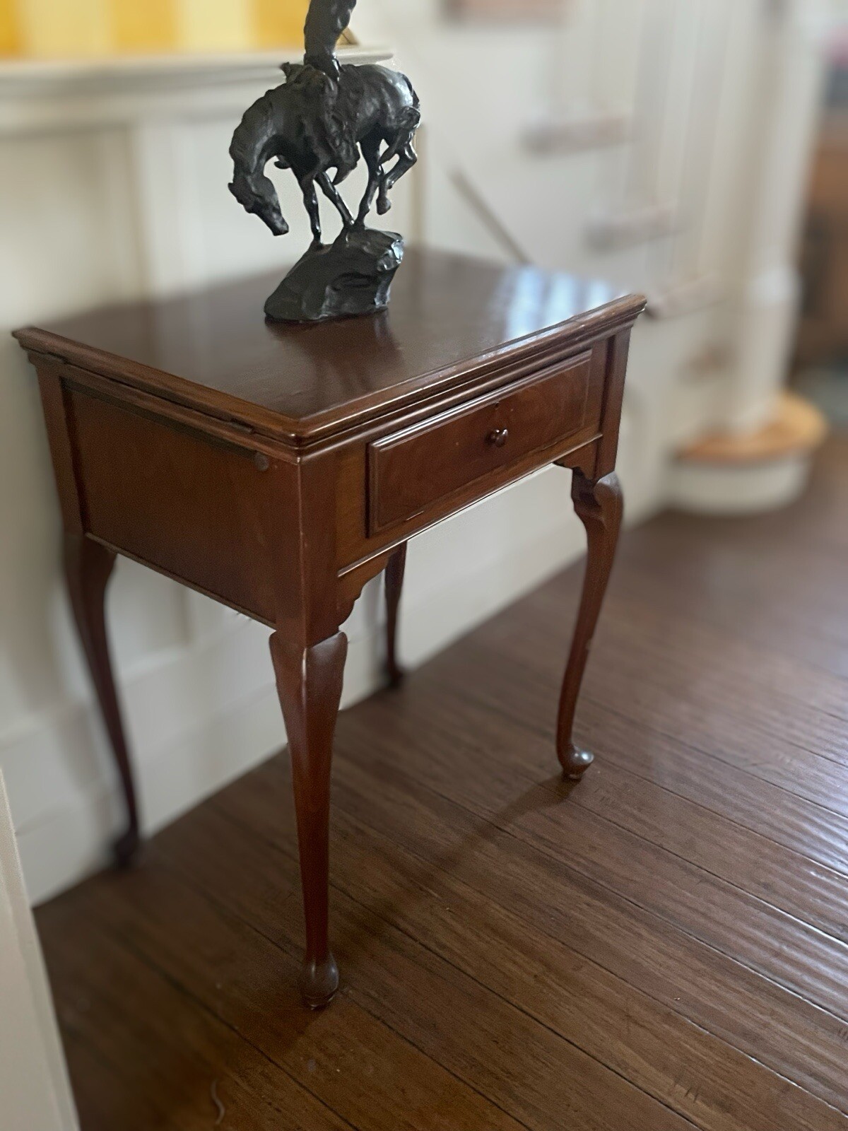 Antique Tiger Oak and Wrought Iron Singer Sewing Machine Table