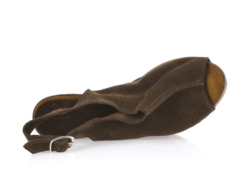 Wedges femininos CHALRES DAVID 227350 marrom camurça slingback tamanho. 6 - Imagem 4 de 4