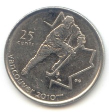 Canada 2007 Canadian Quarter Twenty-five Cent 25c 2010 Olympics Mens Hockey Coin