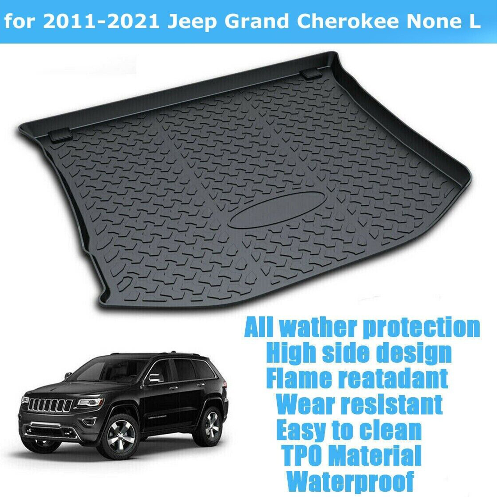 for Jeep Grand Cherokee 2011-2021 Cargo Trunk Tray Liner Floor Mat TPO Carpet