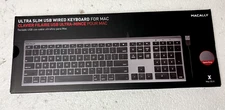Macally Ultra-Slim Full-Size USB Wired Keyboard Space Gray/ Black For Mac NEW
