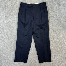 Burberry London Mens Wool Blend Pleated Dress Pants 32 Reg Black