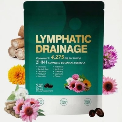 240 Softgels, 4275mg Lymphatic Drainage Supplements, Lymph System Support