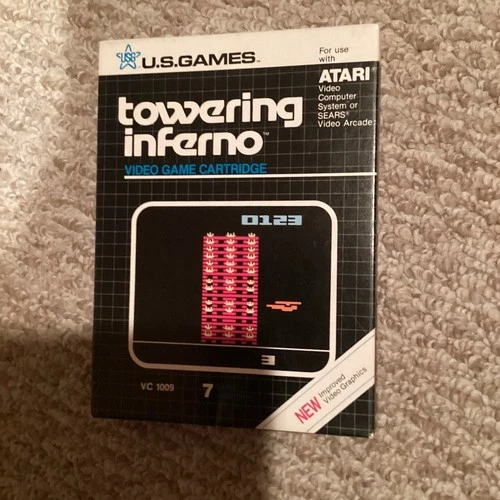 Atari 2600 Video Game Towering Inferno U.S. Games CIB 1982