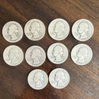 1941D (4), 1944D (4), 1947D (2), Quarters Lot of 10 Circulated Silver 25C Coins