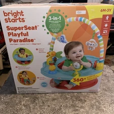 Bright Starts 3-in-1 SuperSeat Playful Paradise, Baby Activity Seat with Toys.