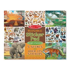Reusable Sticker Pad Jungle Savanna 175 Stickers 5 Scenes Melissa Doug