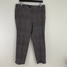 Talbots Petites Hampshire Ankle Pants Black Pink Dots Women's 14p Pre-owned