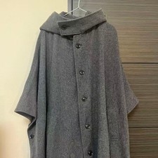 USED Y'S YOHJI YAMAMOTO HOODED PONCHO COAT VERYGOOD