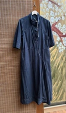 TOAST Draped Cotton Linen Utility Dress In Slate Blue NEW Size 14