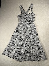 Anthropologie Dress Womens S Black Floral Rayon Sundress Smocked Strappy