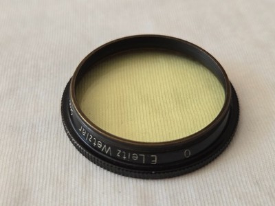 Original Leica Summitar Yellow (Y #0) Filter E. Leitz Wetzlar Black