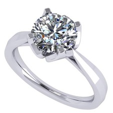 Platinum Plated 925 Sterling Silver 2 CTW Round Zirconia Solitaire Ring - Size 5