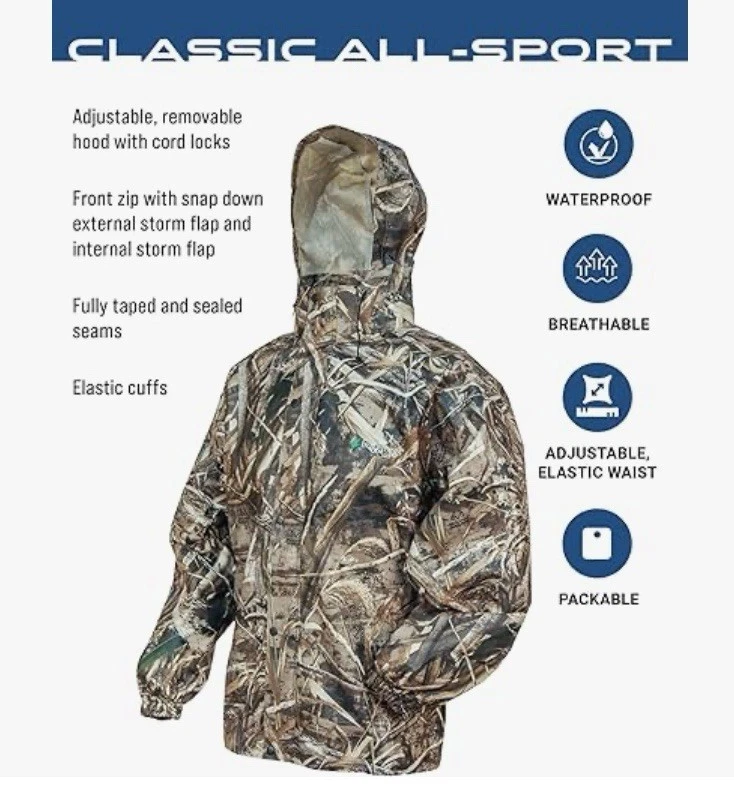 FROGG TOGGS  real tree CAMO Rain Pants Coat Set XXL 100% Polypropylene.  New - Image 2 of 4