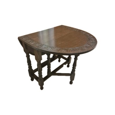 Antique Early 20th C Jacobean Style Carved Oak Oval Gateleg Table, VGC ...