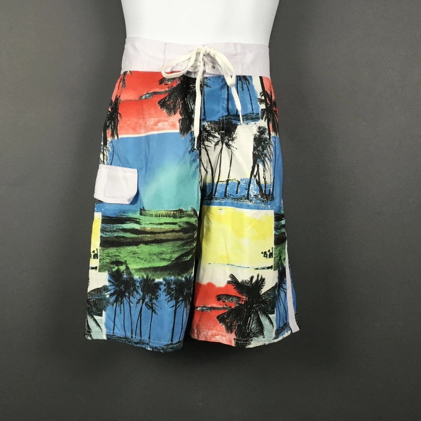 DA EDGE Board Shorts Mens 32 Multicolor Floral 10 Inseam Drawstring Pockets