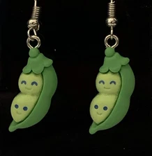 Pea Pod Earring, Vegetable Earrings, Funny Food, Food Jewelry, Peas Earrings