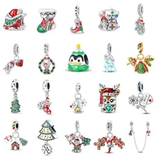 KUNSIR 925 Sterling Silver Christmas Charm For Bracelet or Necklace Pendant Bead