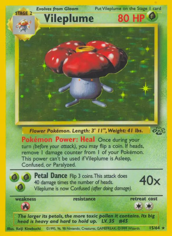 Vileplume - 15/64 - Pokemon Jungle Unlimited Holo Rare Card WOTC LP