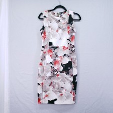 Calvin Klein Floral Orchids Print Cocktail Office Knee Length Sheath Dress 4