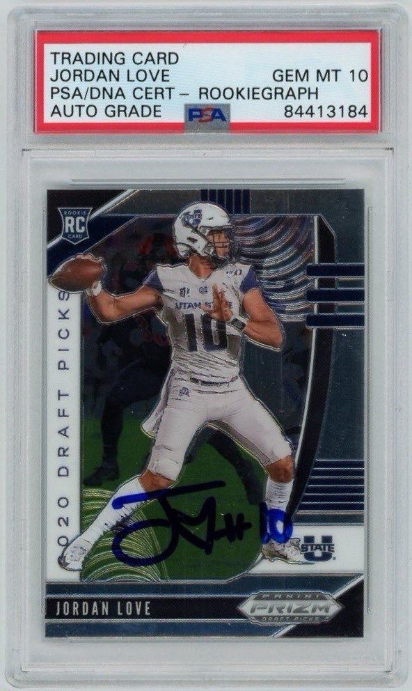 Jordan Love Signed 2020 Panini Prizm Draft Picks PSA RookieGraph GEM MT 10 AUTO