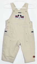 Disney Store Mickey Mouse Infant Boys Khaki Beige Overalls Size (6-12M)