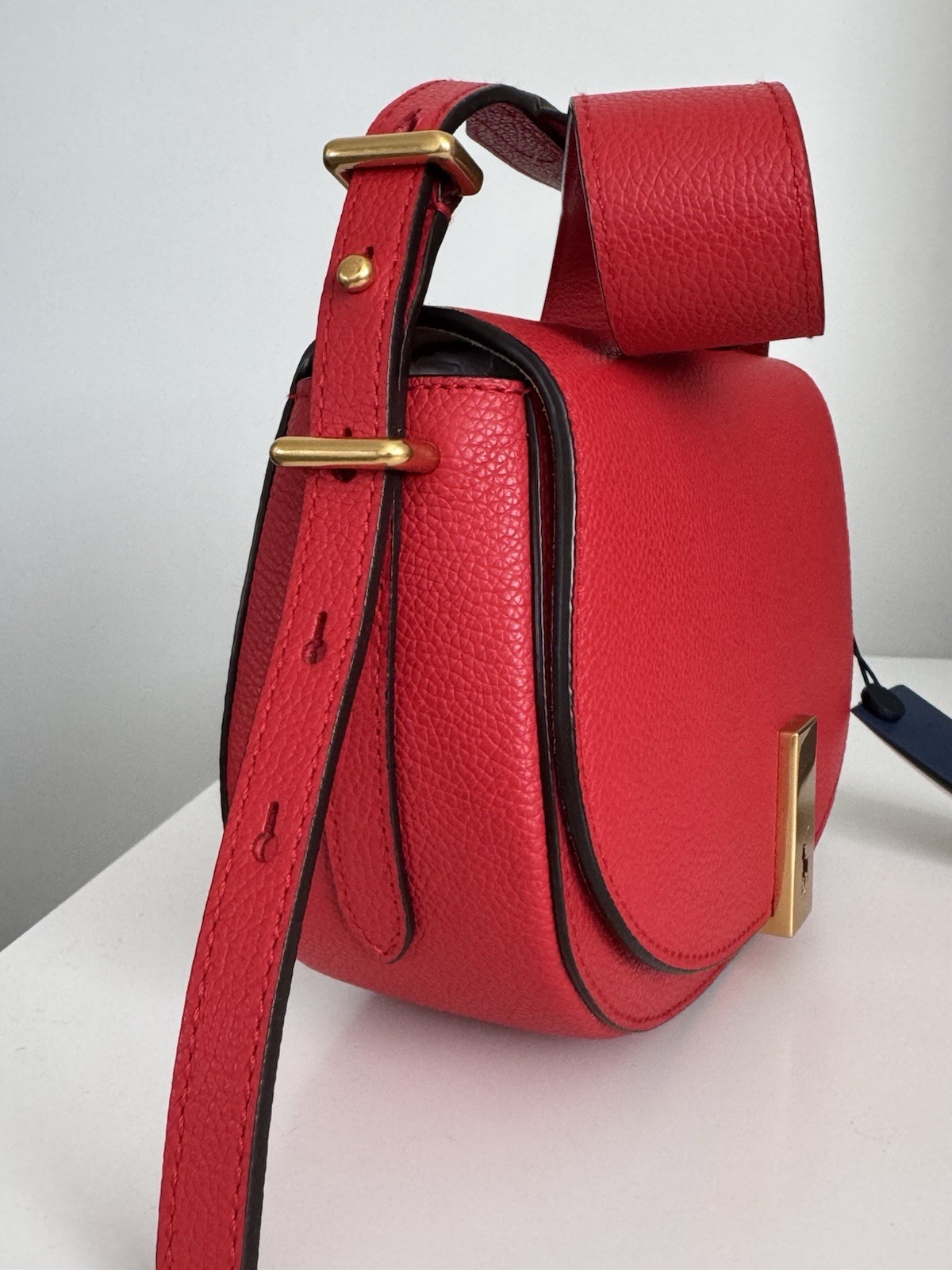 Polo RALPH LAUREN ID Mini Saddle Bag Leather Shoulder Womens Red image 8