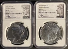 2025 SILVER PEACE & MORGAN DOLLAR NGC MS70 ADVANCE RELEASES JOHN MERCANTI SIGNED