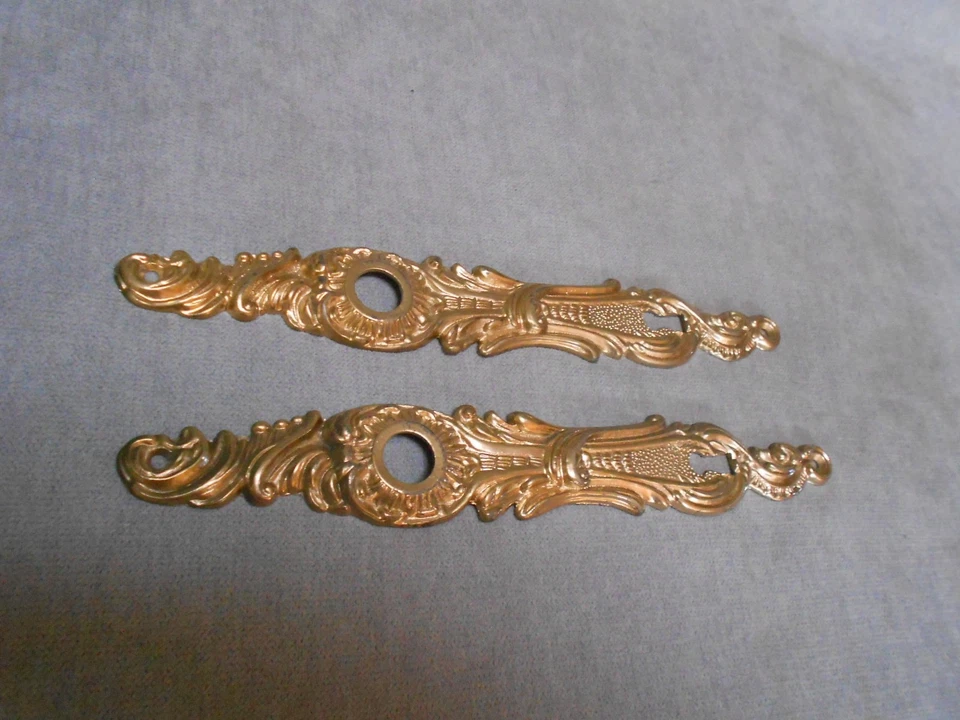 paire Plaques de Porte Propreté  Anciennes Bronze laiton marquées Louis XV st - Photo 4/4