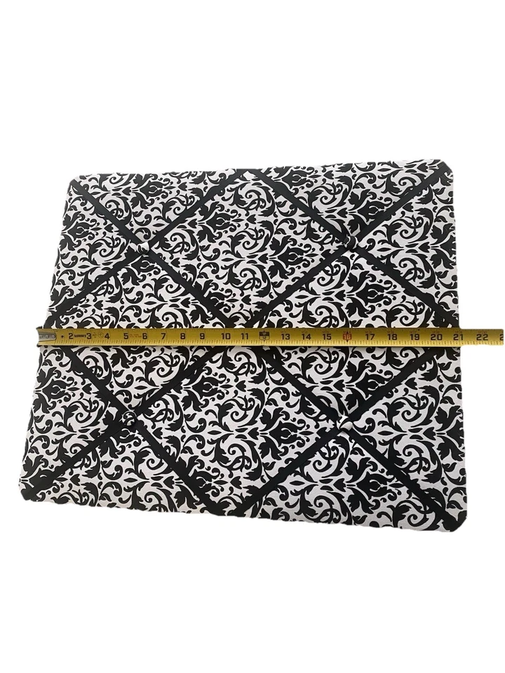 Damask French Memo, Bulletin, Vision, Photo, Note Board Black & White Fabric - Image 3 of 4