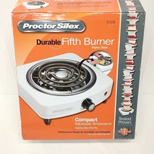 NEW Proctor-Silex Fifth Burner Cooking Range Temp Control Stainless Pan Electric