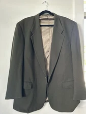 Tallia Uomo Olive Green Wool Two Piece Suit Mens Jacket 44R Pants 38x28 1 Button