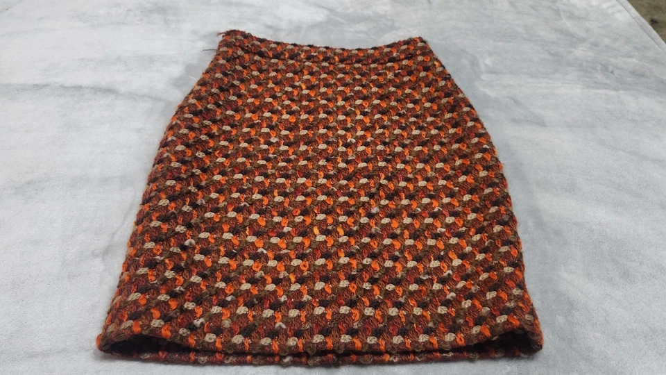 Falda Kate Spade Talla 2 Mezcla Lana Tweed Forrada Marrón Naranja Clásica Ciudad Preppy Foto 2 de 4