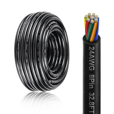 24 Gauge 8 Conductor Electrical Wire, 32.8FT 24AWG PVC Thermostat Wire, Low Volt