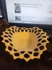 Vintage Westmoreland Doric Open Lace Edge White Milk Glass Oval Bowl