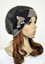 Women's Winter Hat With Rabbit Fur & Wool - Beautiful Black Beanie With Flower Accent