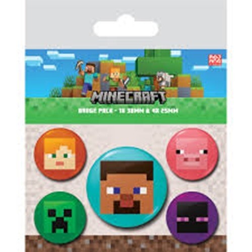 Minecraft Button Faces Button Badges Set of 5