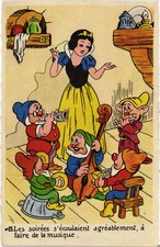 PC DISNEY, SNOW WHITE, LES SOIR�ES, Vintage Postcard (b52818)
