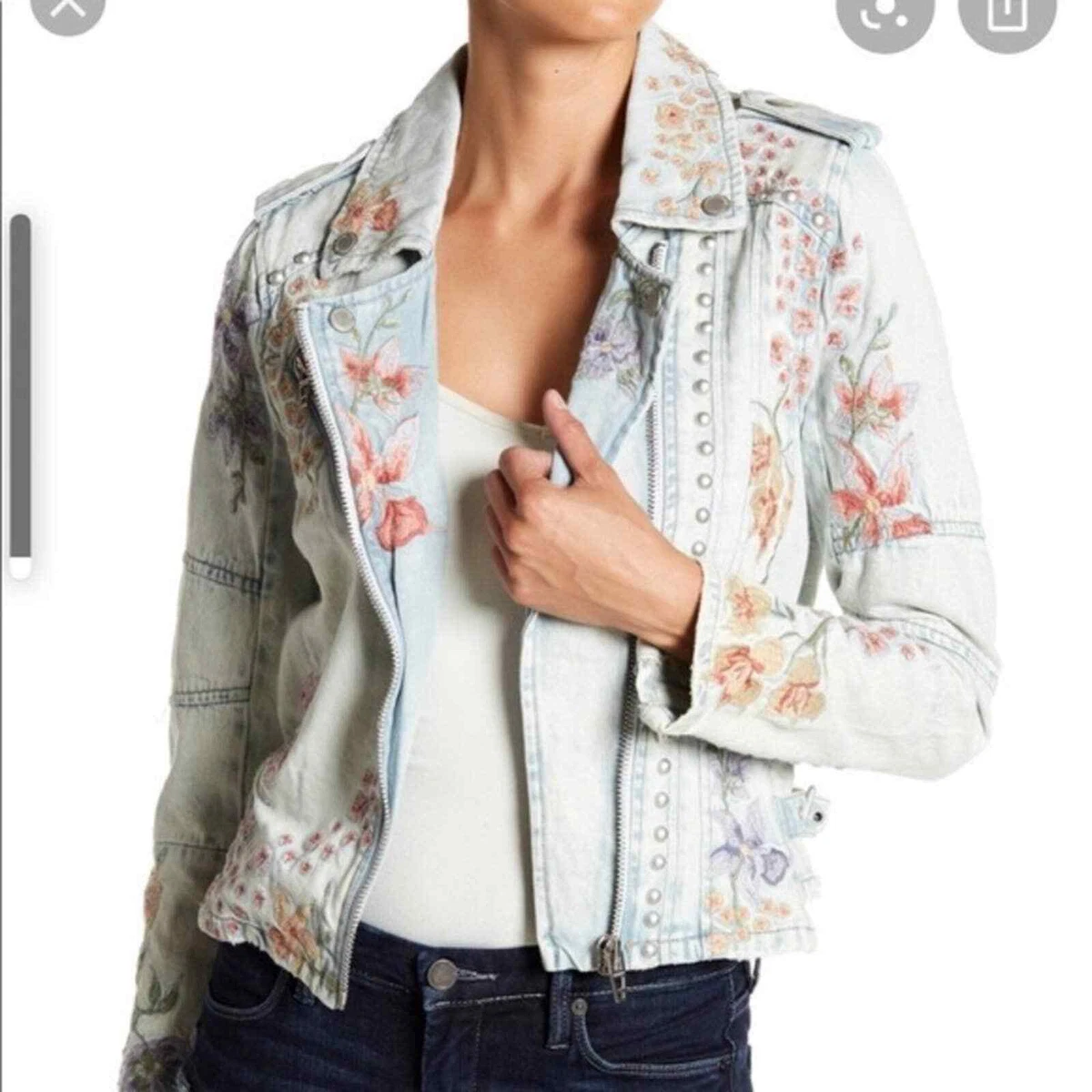 Blank nyc embroidered denim jacket sales